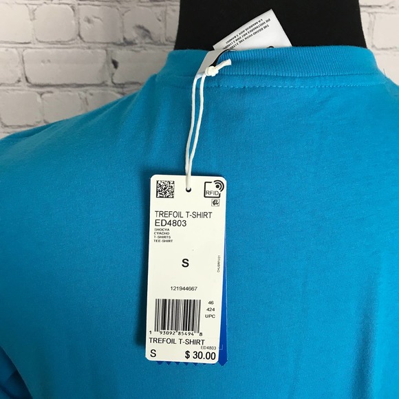 Adidas Blue Trefoil Crewneck T-Shirt | NEW | Men's Small - Picture 5 of 5